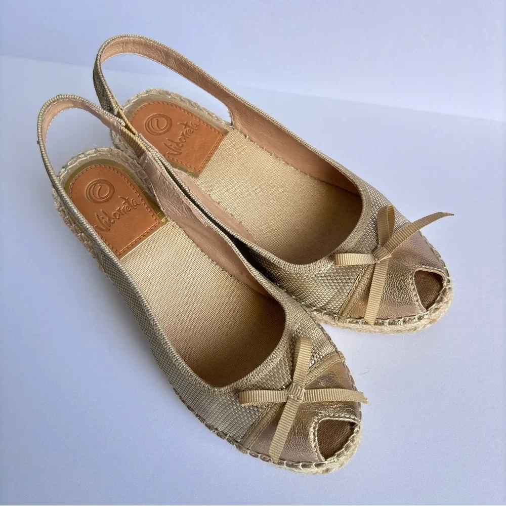 Vidorreta Sling Back Espadrille Wedges Peep Toe Size US 6 EU 36